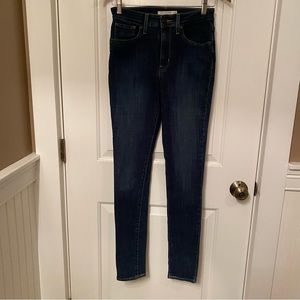 LEVI’S JEANS 721 HIGH RISE SKINNY DARK WASH BLUE STRETCH DENIM SIZE 27 x 32